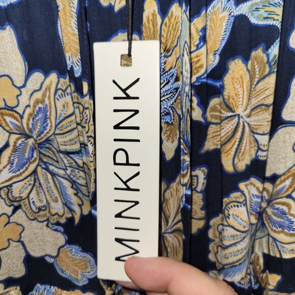 Floral Maxi Skirt By Minkpink X-Small Blue & Yellow Tiered Design Australian Bra - Picture 7 of 10